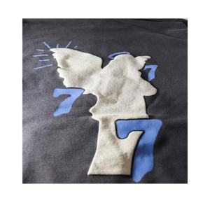 Sudadera con capucha Vintage wash, manga grande, letras espumosas 3d, personalizado, pantalla de alta calidad - Product Image 3