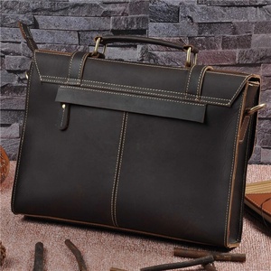 Maletín para Portátil de Cuero Genuino Hecho a Mano, Maletín de Cuero Marrón Premium para Negocios y Trabajo, Logotipo Personalizado, Venta al por Mayor - Product Image 5
