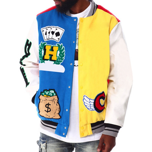 Custom Versity Letterman Wool Leather Cotton <b>Heat</b> Windproof Stand Collar <b>Jackets</b> - Product Image 4