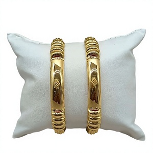 22K <b>Solid</b> <b>Gold</b> <b>Bangle</b> Set for Women Traditional Indian <b>Gold</b> Kada Pair Elegant Handcrafted Yellow <b>Gold</b> Bracelets - Product Image 1