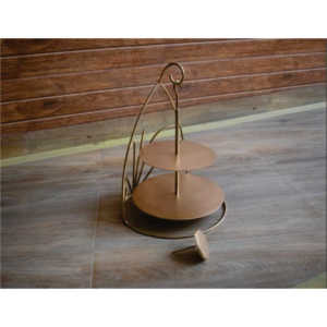 Modern Brass Gold 2 Tier <b>Cake</b> <b>Stand</b> Hanging Frame Metal Cupcake Dessert Tray Display Holder for Wedding Party Catering <b>Stand</b> - Product Image 1