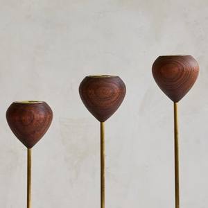 Nordic Style Natural Wood <b>Candle</b> Holder Set with <b>Gold</b> Metal Stem Heart Shape Wooden Taper Stand for Minimalist Wedding Decor - Product Image 6