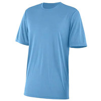 T-shirt pour homme bleu clair à manches courtes, col rond, coupe classique, jersey tricoté décontracté, design uni, séchage rapide, t-shirt personnalisé avec graphique