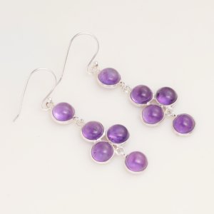 Pendientes Colgantes de Amatista Natural, Plata de Ley 925, Gema Morada Facetada, Pendientes de Gota Hechos a Mano, Joyería Fina, Regalo - Product Image 2