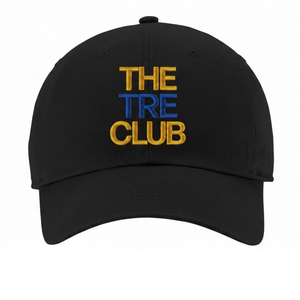 Gorro de Punto Azul y Blanco con Ribete Dorado y Diseño de Letras Griegas Bordadas, Gorro Cálido para Invierno - Product Image 1