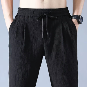 Pantalon de jogging d'été en soie glacée pour homme, pantalon décontracté en lin, large et léger, idéal pour se détendre à la maison au printemps et en été - Product Image 1