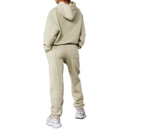 Best Selling Women Winter Solid Track Suits Set Custom Logo 100% Cotton 220gsm Sweatsuit <b>Low</b> MOQ - Product Image 4