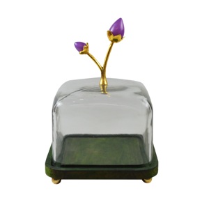 Support à gâteau tendance en bois et verre avec bouton métallique – Idéal pour mariages, anniversaires et fêtes – Présentoirs et assiettes de table - Product Image 1
