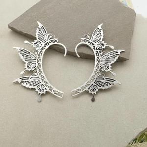 Manchette d'oreille papillon argentée, aile de fée elfe, sans perçage - Product Image 3