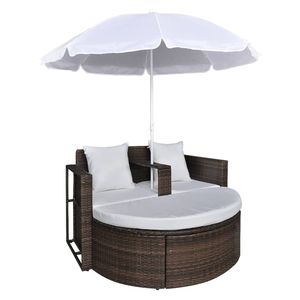 Lit de jardin détachable en polyrotin brun, chaise longue de jardin, canapé - Product Image 4