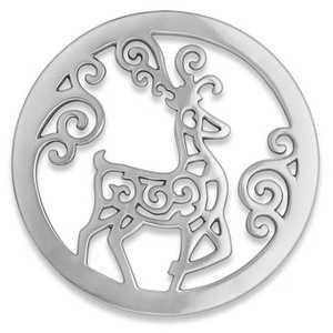 Silver Reindeer Deer Cutout Round <b>Metal</b> <b>Trivet</b> Heat Resistant Hot Dish Table Mat - Product Image 1