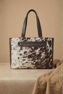 Bolso Tote de Cuero Genuino de Lujo al por Mayor, con Pelo de Vaca, Cierre Abierto, Bordado, para Mujer, Verano-Otoño, LHTB-0032 - Product Image 4