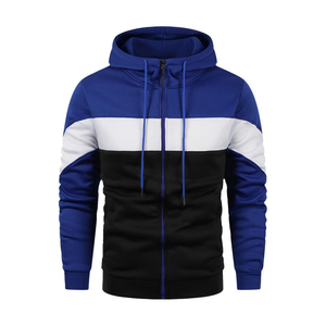 Sudadera con Capucha Deportiva para Hombre, Otoño-Primavera, Cierre de Cremallera, Mangas Largas, Puños Elásticos, Corte Holgado, Diseño Colorblock - Product Image 4