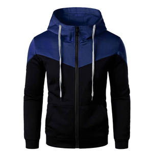 Men's Color Block Full <b>Zip</b> <b>Hooded</b> Sweatshirt Casual Fleece Hoodie with Drawstring - Product Image 1