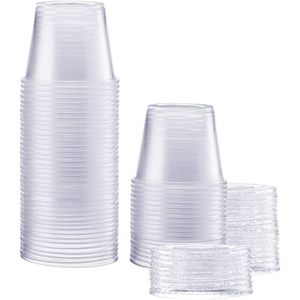 50 Contenitori Monouso Trasparenti in Plastica con Coperchio per Soufflé, Insalate, Gelatine e Shot - Bicchierini Monodose per Bevande Porzionate - Product Image 1