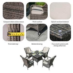 Conjunto de Comedor de Mimbre para Patio de 5 Piezas Malachi, para Entretenimiento en el Jardín - Product Image 6