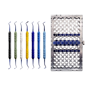 Kit de Examen Dental RAICES ENTERPRISES, Espejo Bucal, Juego de Limpieza y Relleno de Dientes, Acero Inoxidable, Agarre Ergonómico Manual, 3 Mandíbulas - Product Image 1