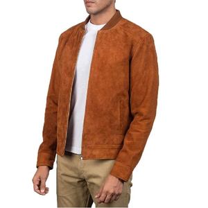 Chaquetas Bomber de Gamuza para Hombre, Cuero de Oveja Auténtico, Cierre de Cremallera, Cuello y Puños Acanalados, Dos Bolsillos Interiores y Exteriores, Prenda Exterior Elegante - Product Image 3