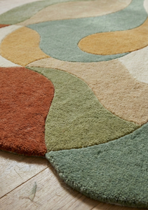 Alfombra Moderna Geométrica Verde Hecha a Mano, Antideslizante, de Lana Orgánica, para Sala de Estar, Dormitorio, Decoración del Hogar - Product Image 5