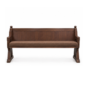 Banc d'église en bois massif avec coussin, sièges de chapelle en bois, banc en bois sur mesure disponible pour les espaces intérieurs d'églises - Product Image 2