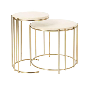 Mesa auxiliar compacta de metal con superficie de mármol, elegante conjunto de muebles auxiliares para la decoración interior del hogar contemporáneo. - Product Image 1