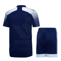 Conjunto de Uniforme de Fútbol Personalizado para Hombre, Negro Sólido, 100% Poliéster, Talla Grande, Jersey de Manga Corta, Pantalones Cortos con Cintura Elástica que Absorben la Humedad