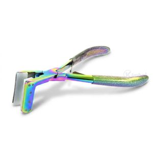 Pinzas para Rizar Extensiones de Cabello con Acabado Arcoíris, Acero Inoxidable, Herramienta Manual de Precisión para Instalación y Remoción en Salón - Product Image 1