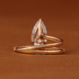 2.00 CT Pear Cut Lab Grown Diamond Engagement Ring IGI Certified 14KT <b>Solid</b> Yellow Gold Bypass Pave Setting Diamond Ring - Product Image 4