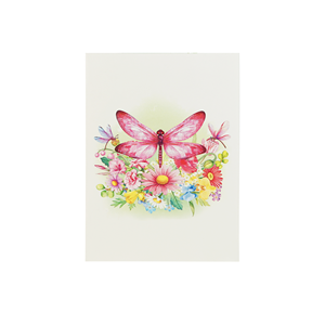 Carte de vœux 3D pop-up libellule et fleur, cartes en papier imprimées offset personnalisées, fourniture d'usine - Product Image 4