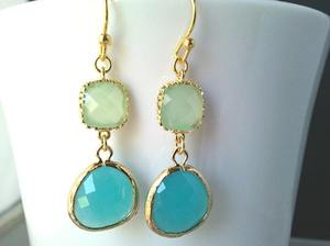Light Mint Turquoise Earrings Dangle 925 Sterling <b>Silver</b> 14K Gold Plated Boho Gemstone Jewelry Gift For Women - Product Image 6