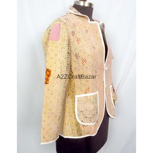 Indian Bohemian <b>Kantha</b> Breathable Eco-Friendly Reversible Long Coat Ladies Knitted Cotton Vintage Spring Summer Autumn Winter - Product Image 3