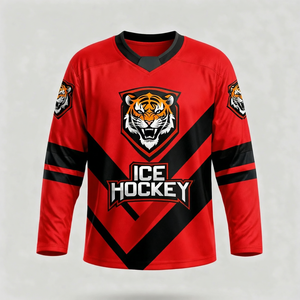 เสื้อฮอกกี้น้ำแข็ง Tigers แบบซับลิเมชั่น แขนยาว คอวี ระบายเหงื่อได้ดี ผลิตจากโพลีเอสเตอร์ สำหรับผู้ชาย ทรงปกติ - Product Image 5