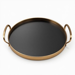 Colección de bandejas de lujo Royal Eclipse Gold Black Metal para hogares elegantes, hoteles e interiores sofisticados de hostelería. - Product Image 2