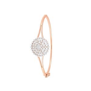 Rose Gold Lab Grown Diamond Round Cluster Halo <b>Bangle</b> <b>Bracelet</b> - Product Image 1
