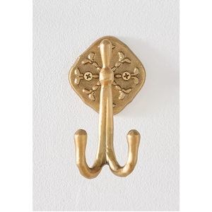 Patère murale simple en métal doré brossé antique, support de vêtements à fixer au mur, anti-rouille - Product Image 6