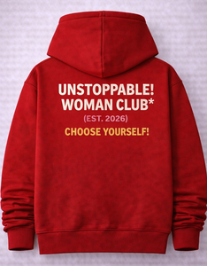 Sudadera con capucha roja llamativa – ¡Alma sin miedo! ¡Imparable! Diseño gráfico motivacional – Sudadera unisex que te da poder - Product Image 4