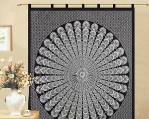 Small Ethnic Mandala Flower Curtain Printed Cotton Door <b>Window</b> Drape Valance Floral Wall Hanging By Indian Consigners - Product Image 4