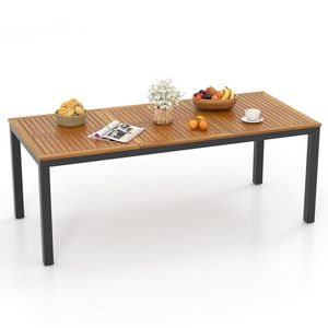 Tavolo da Pranzo per Esterni per 8 Persone, 79 Pollici, Set da Patio in Legno di Acacia con Foro per Ombrellone per Uso in Giardino - Product Image 3