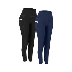 High Waist Yoga <b>Leggings</b> For Women Full Length Seamless Stretch Pants With Pockets Solid Color Spandex Nylon Activewear - Product Image 2