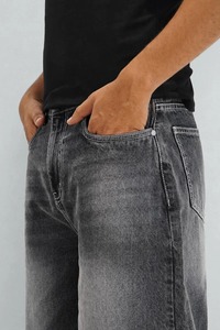 Jean en coton bleu glace, coupe ample et large, délavage clair, délavage à la pierre, écologique, pour le printemps - Product Image 5