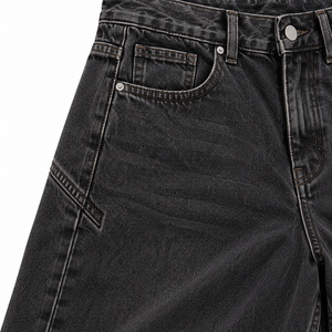 Jeans de Mezclilla Holgados de Cintura Alta para Mujer, Corte Recto, Lavado Negro, Casuales, Invierno - Product Image 4