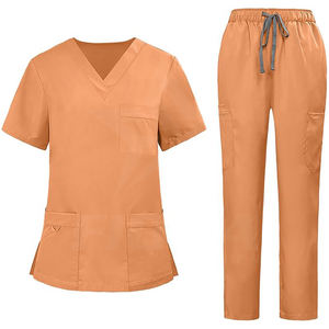 Comfortable Breathable Knitted 100% Cotton Hospital <b>Scrub</b> <b>Set</b> for Nurse Medical Work with Short Sleeve Top - Product Image 2