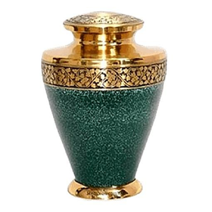 Urna de bronce de estilo rústico con un grabado simbólico de trigo dorado. Haga honor al legado, disponible a precios de mayorista. - Product Image 2