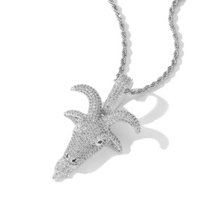 Collier Pendentif Chèvre Personnalisé Hip Hop Bling Diamant Iced Out pour Homme Rapper - Product Image 3