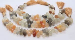 AAA Natural Multi Moonstone Faceted Teardrop Beads 7x11-8x12 MM Moonstone Gemstone Beads 8 Inch Faceted Tear Beads For Jewelry - Product Image 3