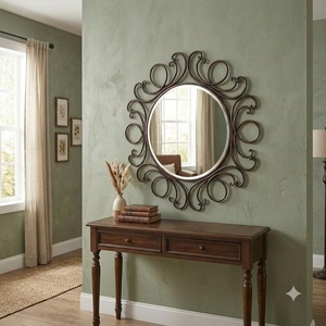 Miroir décoratif rond de luxe moderne fait main en fer forgé durable pour couloir - Vente en gros - Product Image 3