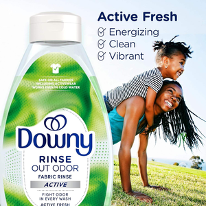 Downy RINSE & REFRESH Eliminador de Olores para Ropa y Suavizante de Telas para Ropa Deportiva, Aroma Active Fresh, 48 oz - Product Image 1