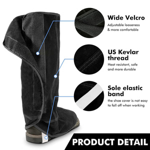 Couvre-chaussures de soudure en cuir de vachette pleine fleur robuste avec logo personnalisé, pour vêtements de sécurité industriels et de lutte contre l'incendie - Product Image 4