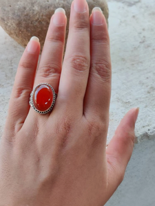 Carnelian Gemstone Designer <b>Ring</b> 925 <b>Silver</b> Handmade <b>Statement</b> <b>Ring</b> for Her Birthday Anniversary Party Wear Gift <b>Ring</b> - Product Image 3