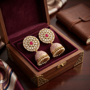 JHUMKA DE ESMALTE ROSA DIVYORO - Product Image 1